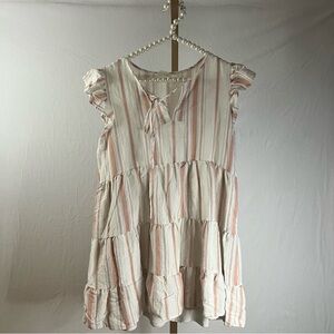 Pink and white babydoll vertical striped dress
